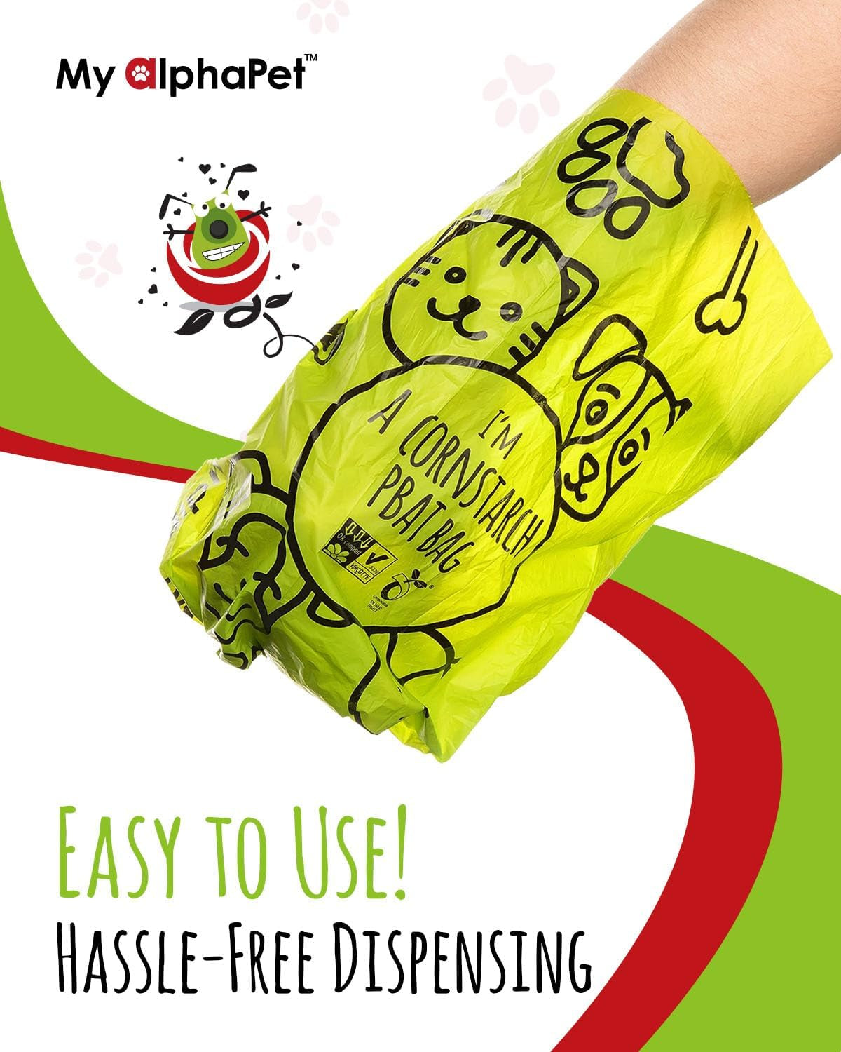 Compostable Dog Poop Bags, Cornstarch Eco-Friendly, HOME COMPOST NF T 51-800, 240 Count, Large Size Bag 9X13 Inches, 16 Unscented Refill Rolls, Leak-Proof, Plantbased, Gm-Free Corn (Green)
