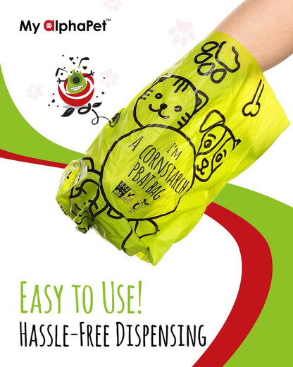 Compostable Dog Poop Bags, Cornstarch Eco-Friendly, HOME COMPOST NF T 51-800, 240 Count, Large Size Bag 9X13 Inches, 16 Unscented Refill Rolls, Leak-Proof, Plantbased, Gm-Free Corn (Green)